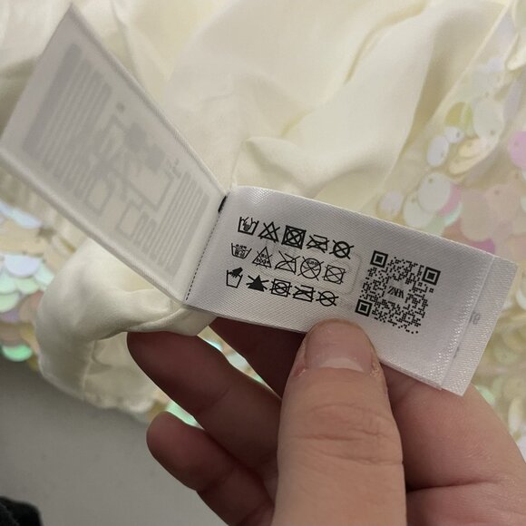 Zara Womens Mini Sequin Skirt Large L Ivory Pink Party Whimsical 3920/125 NWOT - Picture 10 of 13